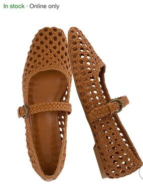 Braided Mary Jane Flats in Tan